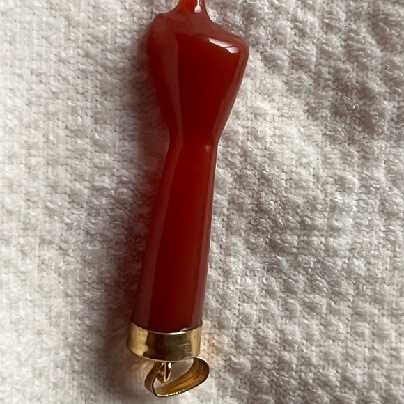 Carnelian Agate and gold  pendent for necklace - Picture 3 of 4